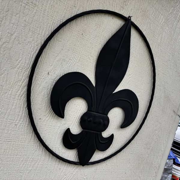 FLEUR DE LIS BLACK FLAT METAL WALL ART SIGN WESTERN HOME DECOR HANDMADE NEW 12",18",24",32"