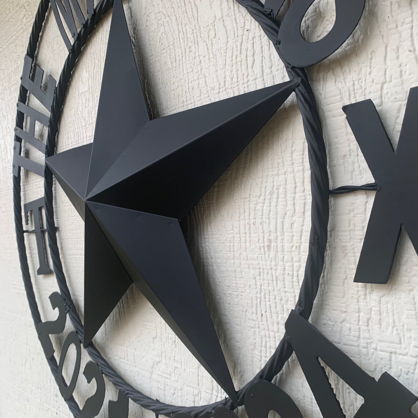 MARDENS STYLE CUSTOM NAME STAR BARN METAL STAR 3d TWISTED ROPE RING WESTERN HOME DECOR RUSTIC BLACK HANDMADE 24",32",36",50"