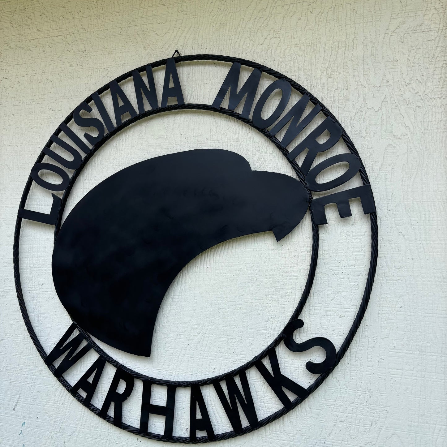 LOUISIANA MONROE WARHAWKS CUSTOM BLACK METAL VINTAGE CRAFT TEAM SIGN HANDMADE 18",24",32"