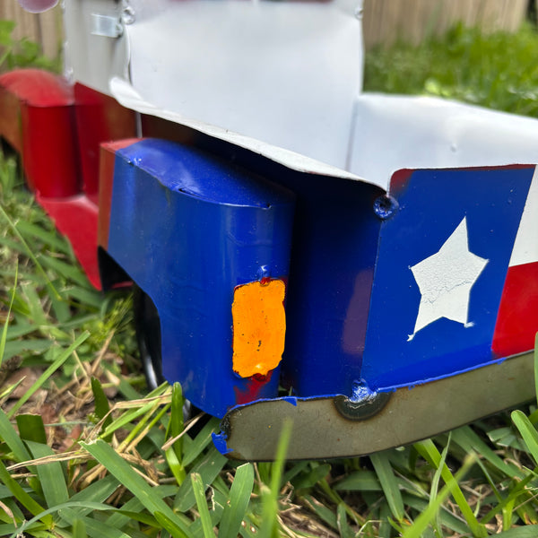 TEXAS FLAG TRUCK 20" PICKUP PATRIOTIC TRUCK RED WHITE BLUE METAL VINTAGE GARDEN ART FIGURINE WESTERN HOME DECOR HANDMADE #EH12866