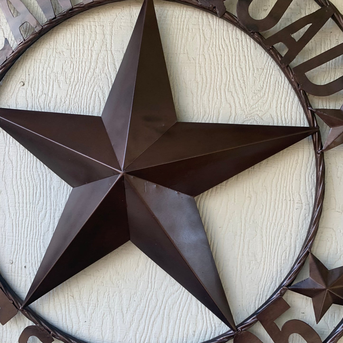 LAWN SQUAD STYLE CUSTOM BARN STAR NAME YOUR CUSTOM NAME STAR METAL NAME BARN STAR WITH TWISTED ROPE RING DESIGN METAL WALL 3d STAR ART WESTERN HOME DECOR RUSTIC BRONZE NEW