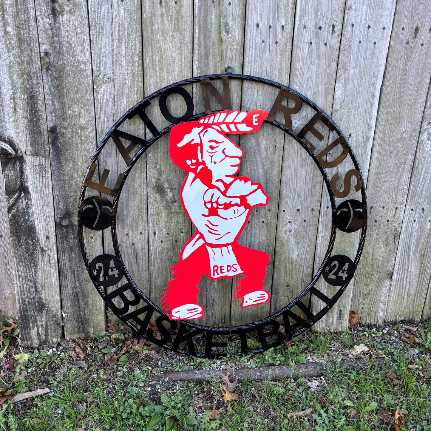 EATON REDS CUSTOM METAL VINTAGE CRAFT SIGN TEAM RED WHITE HANDMADE TO ORDER