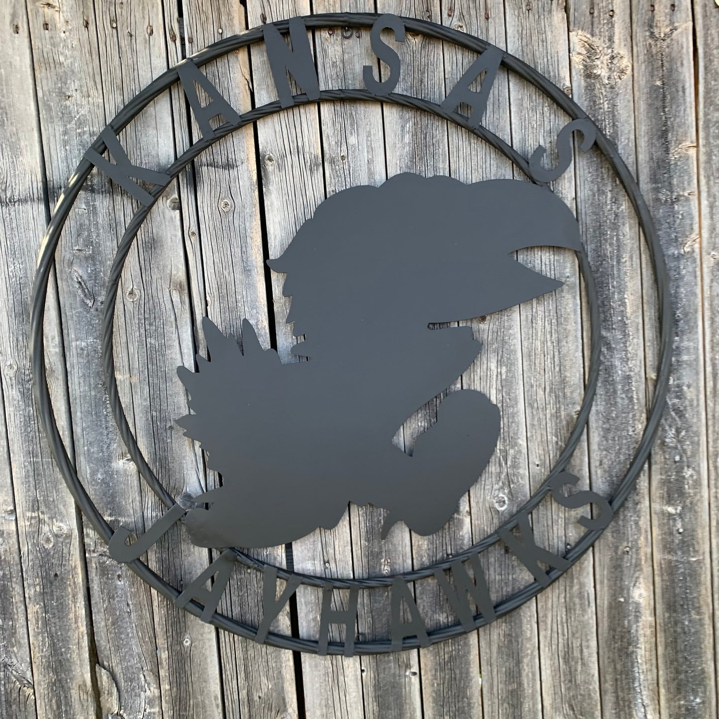 KANSAS JAYHAWKS BLACK CUSTOM METAL VINTAGE CRAFT SIGN WALL ART TEAM SIGN HANDMADE