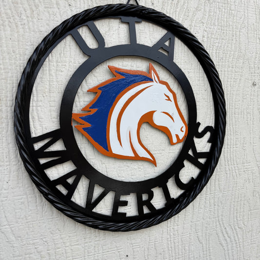 UTA MAVERICKS ARLINGTON CUSTOM METAL VINTAGE CRAFT TEAM SIGN WETSERN HOME DECOR HANDMADE