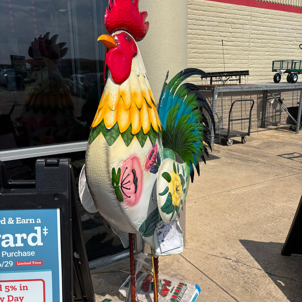 ROOSTER 6 FOOT CHICKEN GARDEN ANIMAL SCULPTURE METAL DECOR HANDMADE