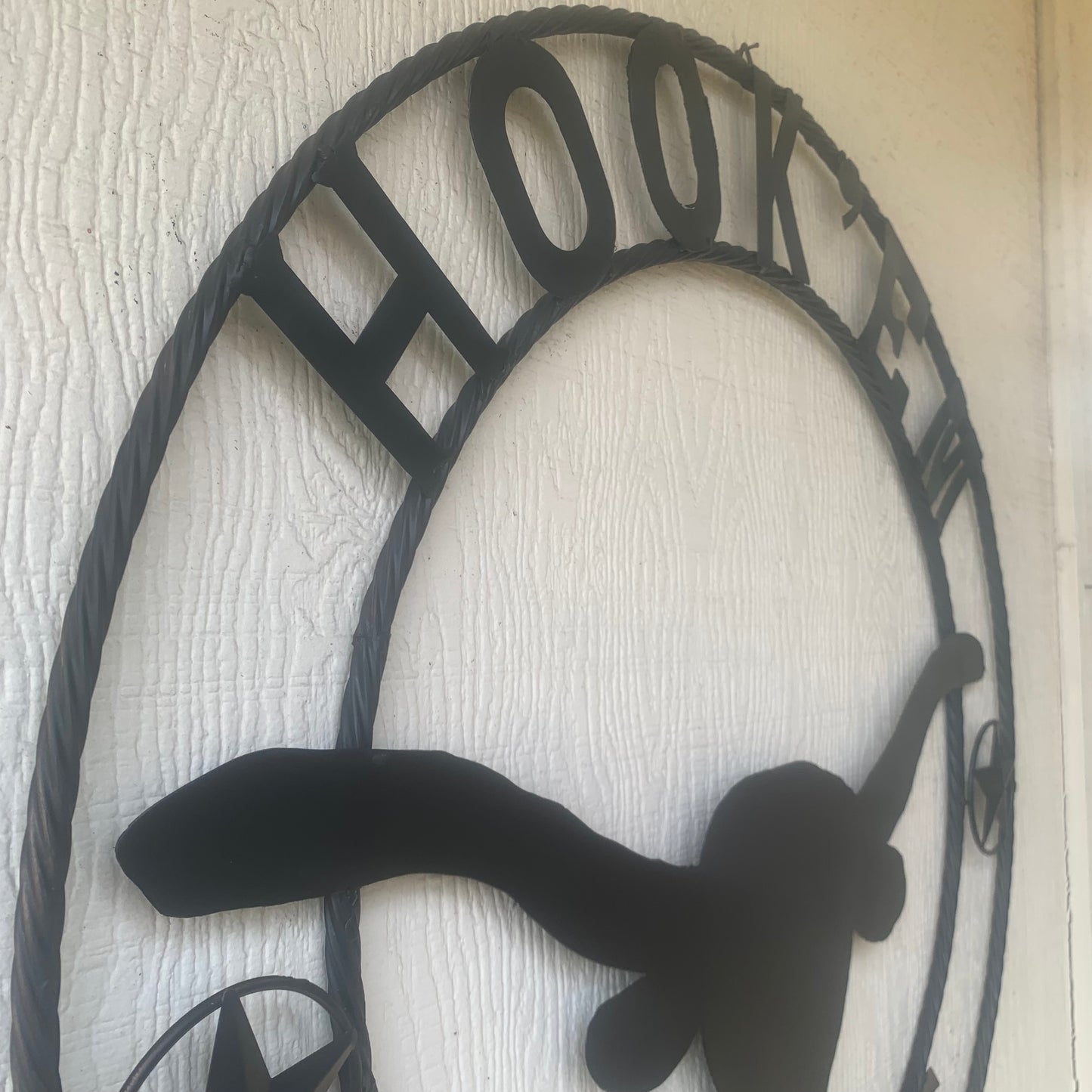 HOOKEM HORNS WITH LONE STAR TEXAS LONGHORNS HOOK EM BLACK METAL CUSTOM VINTAGE CRAFT WALL ART TEAM SIGN HANDMADE