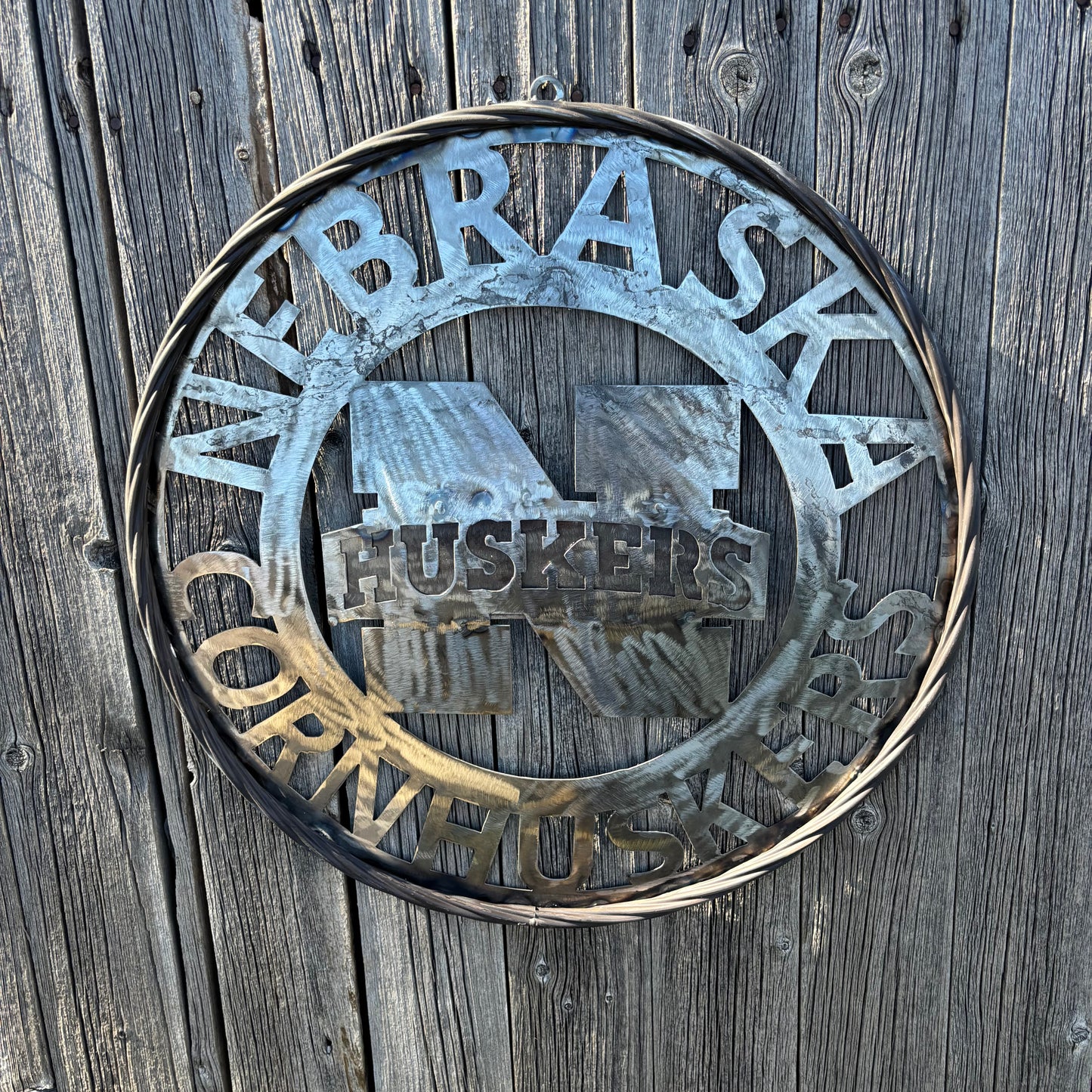 12", 18", 24", 32" NEBRASKA HUSKERS RAW METAL CUSTOM VINTAGE CRAFT TEAM SIGN