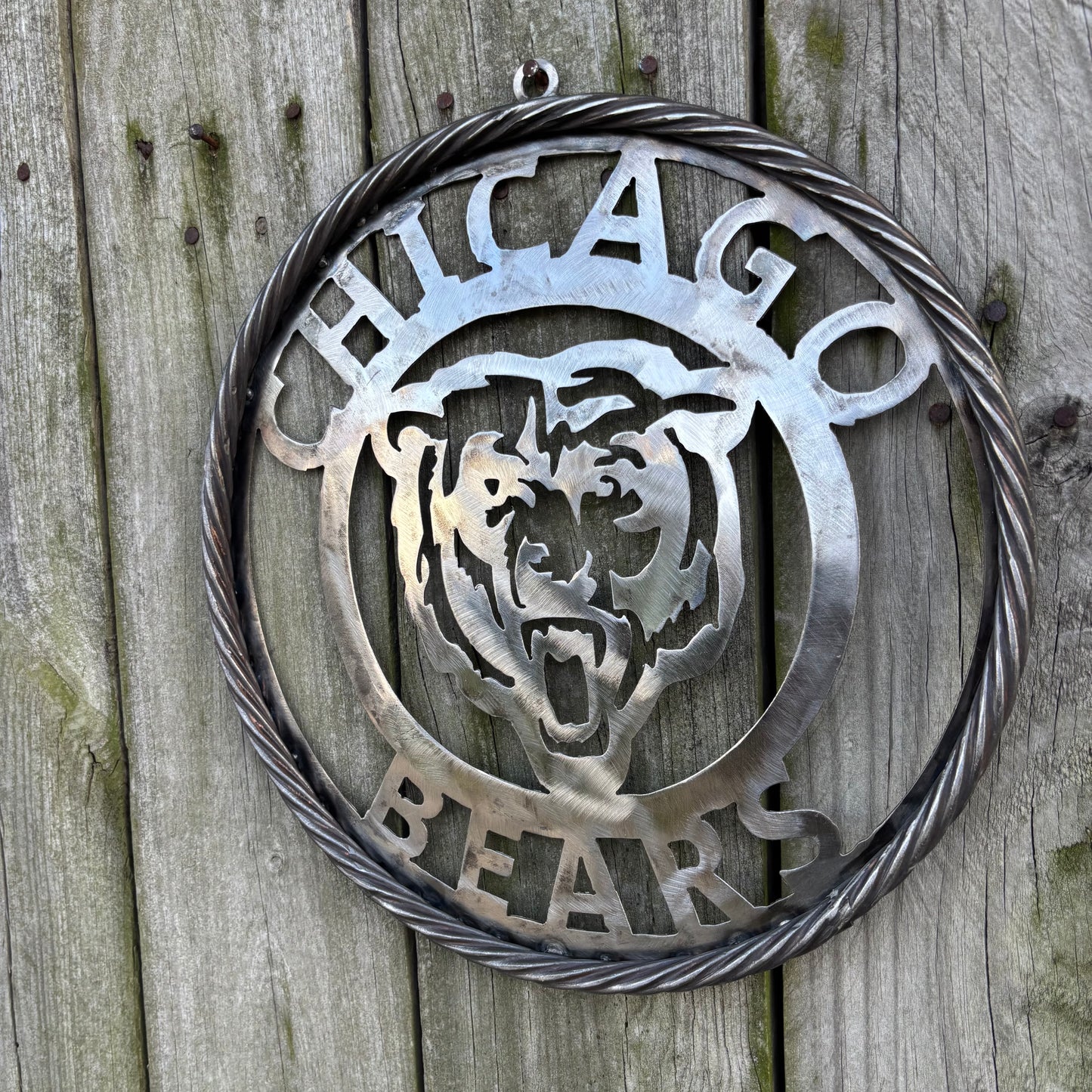 CHICAGO BEARS CUSTOM RAW METAL VINTAGE CRAFT SIGN TEAM HANDMADE STYLE# 3