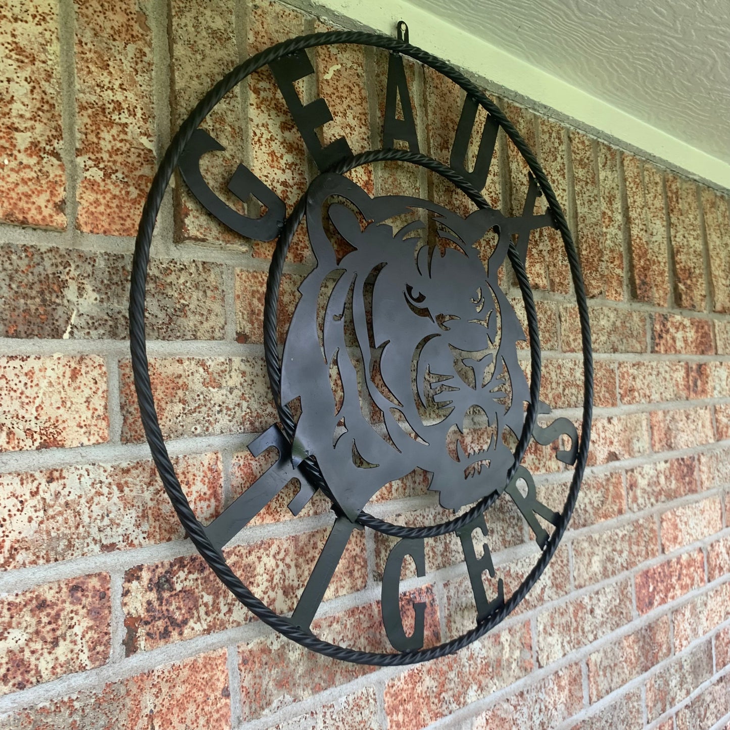 GEAUX TIGERS BLACK CUSTOM METAL VINTAGE CRAFT SIGN TEAM HANDMADE