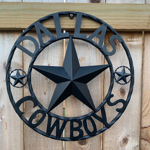 18" DALLAS COWBOYS BLACK STAR CUSTOM METAL VINTAGE LONE STAR WESTERN HOME DECOR HANDMADE