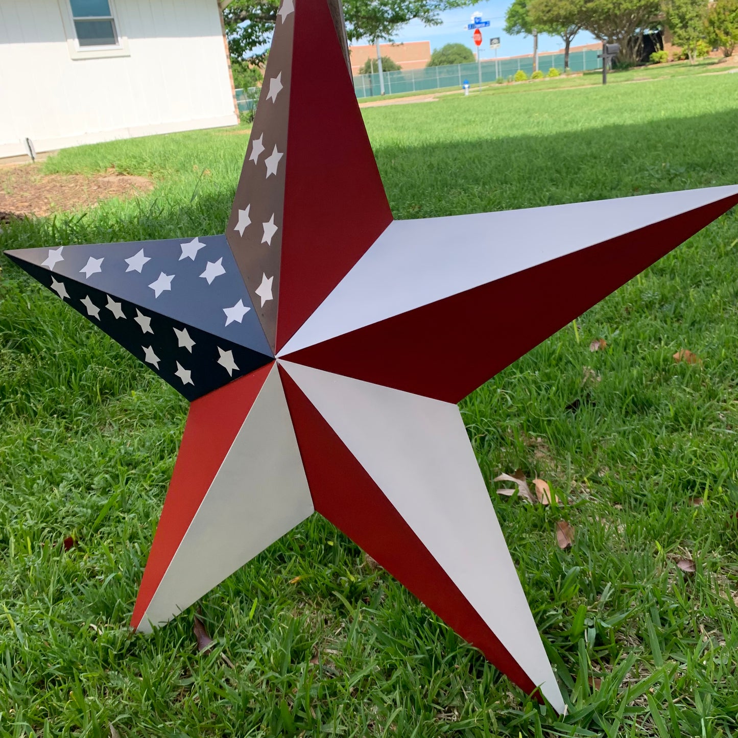 USA FLAG STAR STYLE# 5 RED WHITE & BLUE AMERICANA METAL BARN STAR WALL ART HANDMADE TO ORDER NEW #EH13380