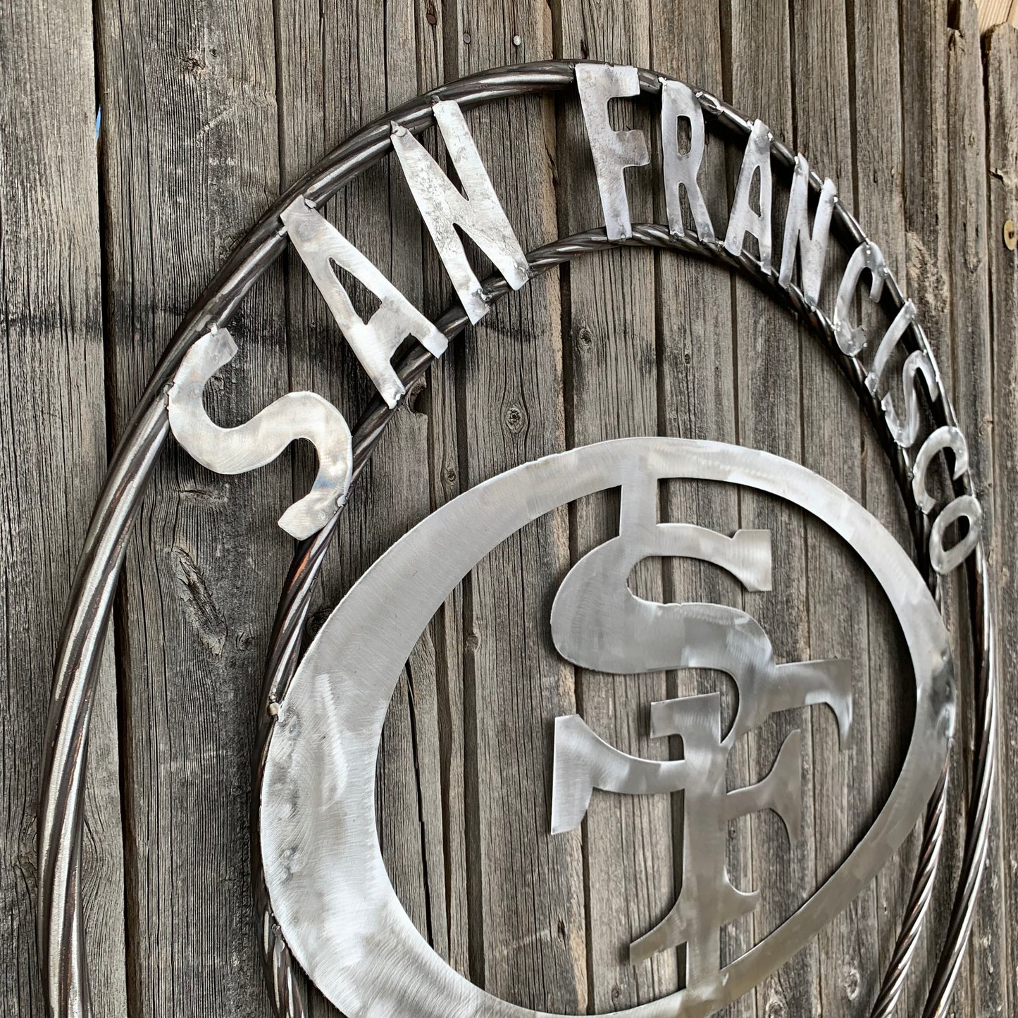 36" SAN FRANCISCO 49ERS CUSTOM RAW METAL VINTAGE CRAFT TEAM SIGN HAND MADE IN USA