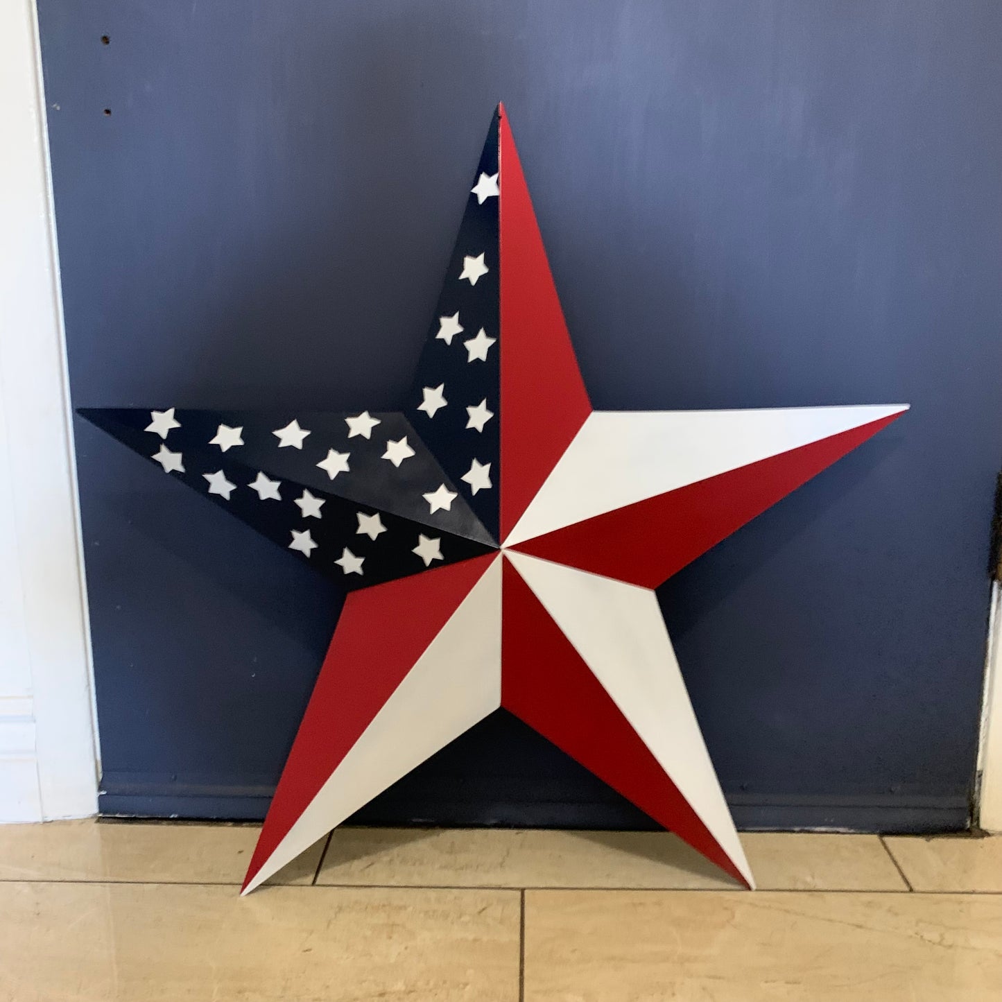 USA FLAG STAR STYLE# 5 RED WHITE & BLUE AMERICANA METAL BARN STAR WALL ART HANDMADE TO ORDER NEW #EH13380