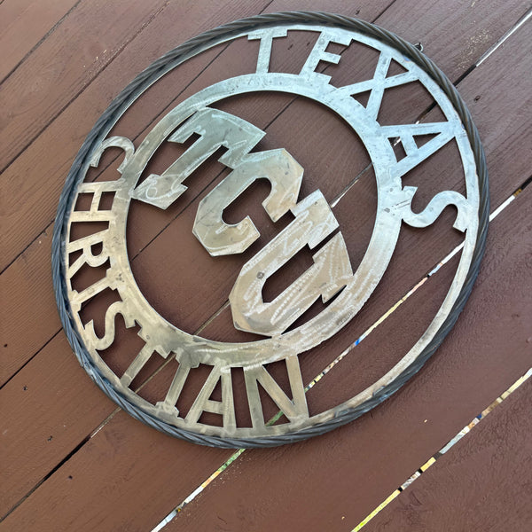 TCU TEXAS CHRISTIAN CUSTOM RAW METAL VINTAGE CRAFT TEAM SIGN UNPAINTED HANDMADE
