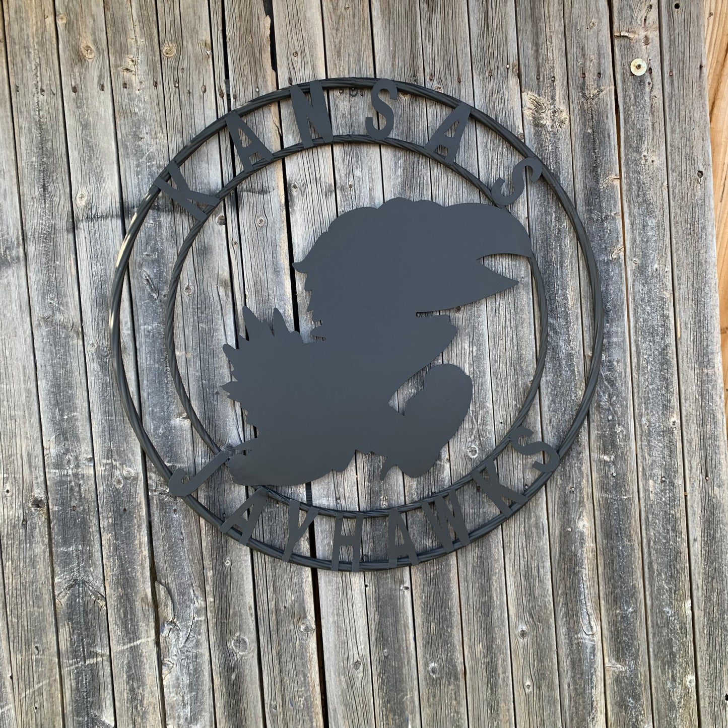 KANSAS JAYHAWKS BLACK CUSTOM METAL VINTAGE CRAFT SIGN WALL ART TEAM SIGN HANDMADE