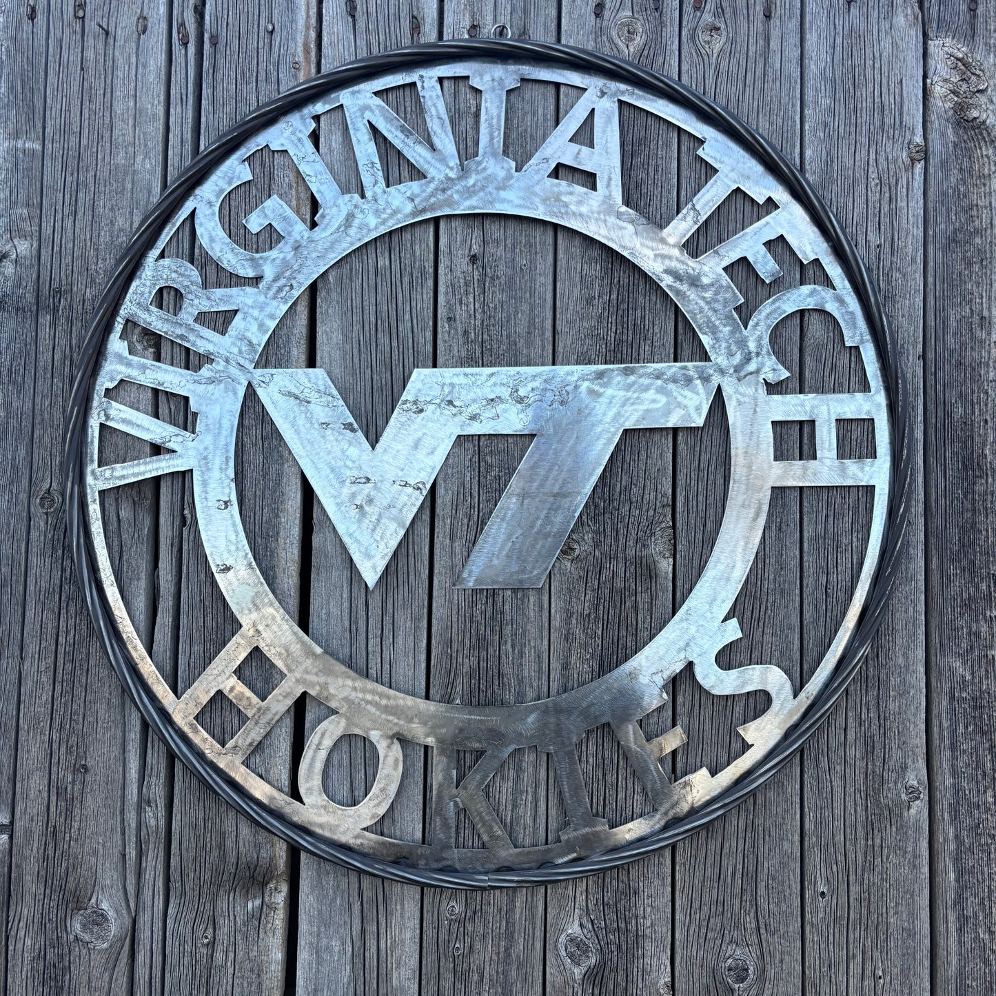 VIRGINIA TECH CUSTOM RAW METAL VINTAGE CRAFT SIGN TEAM UNPAINTED HANDMADE TO ORDER