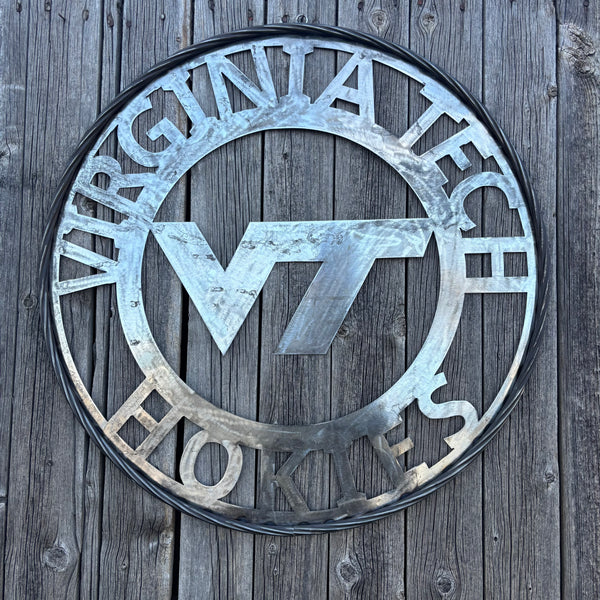 VIRGINIA TECH CUSTOM RAW METAL VINTAGE CRAFT SIGN TEAM HANDMADE TO ORDER