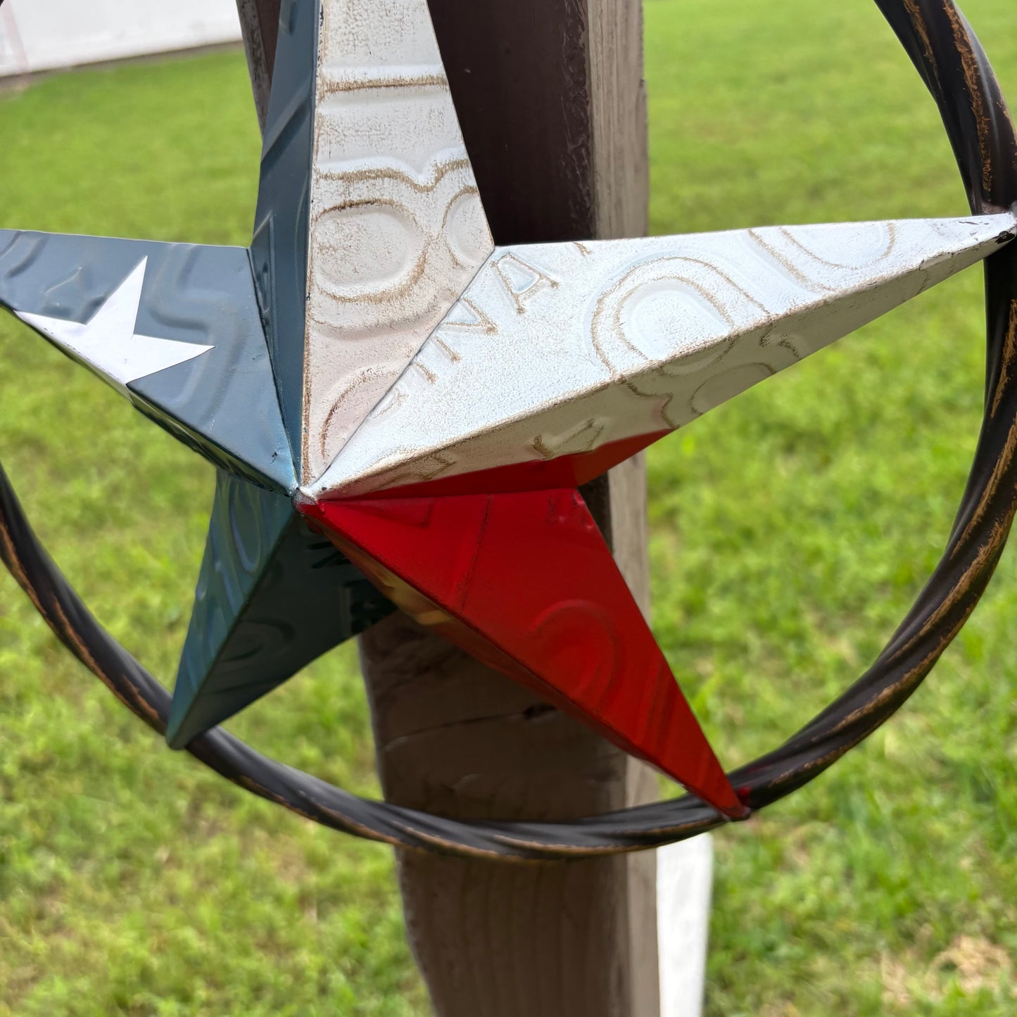 RED WHITE BLUE LICENSE PLATE METAL BARN LONESTAR WESTERN HOME DECOR HANDMADE EH13325