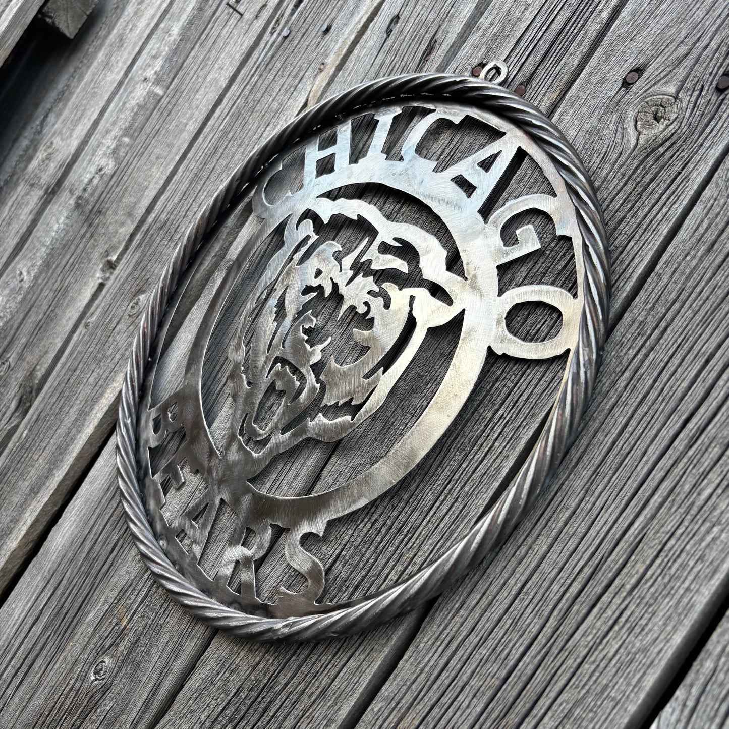 CHICAGO BEARS CUSTOM RAW METAL VINTAGE CRAFT SIGN TEAM HANDMADE STYLE# 3