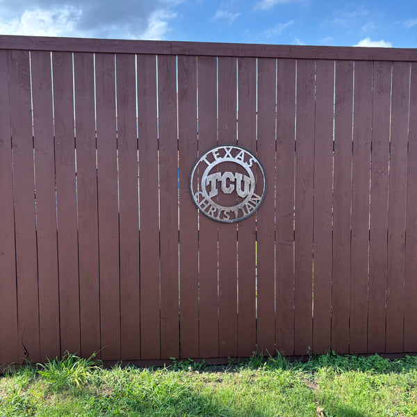 TCU TEXAS CHRISTIAN CUSTOM RAW METAL VINTAGE CRAFT TEAM SIGN UNPAINTED HANDMADE