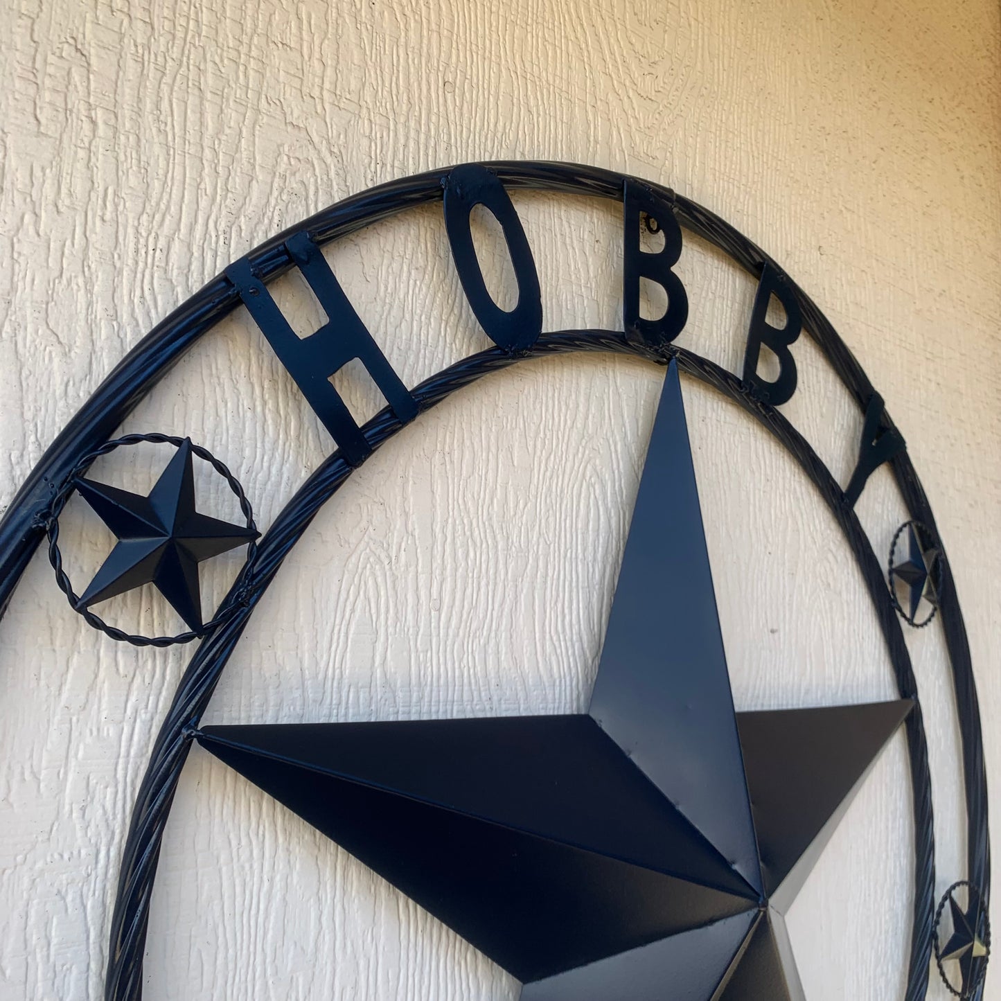 HOBBY STYLE CUSTOM NAME STAR BARN METAL STAR 3d TWISTED ROPE RING WESTERN HOME DECOR RUSTIC NAVY BLUE HANDMADE 24",32",36",50"