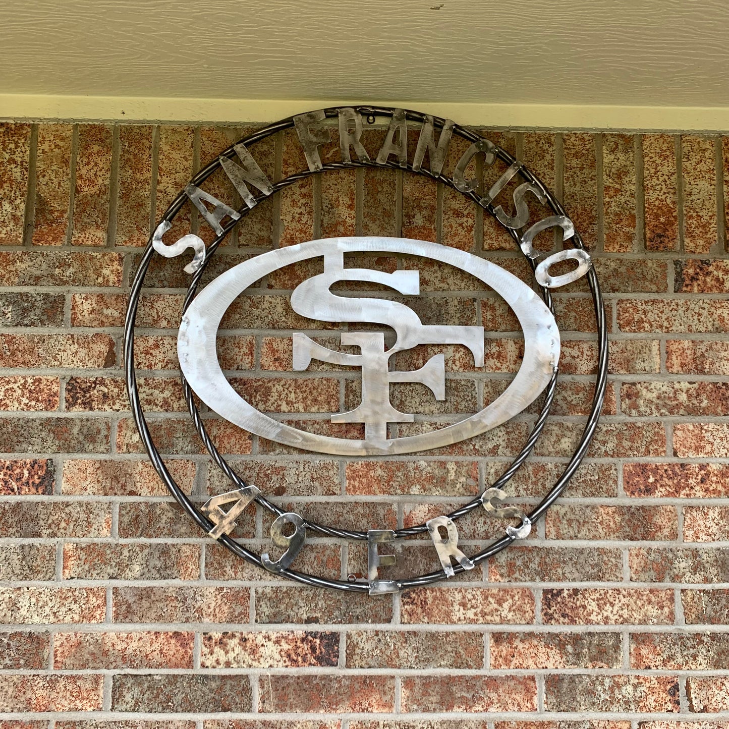 36" SAN FRANCISCO 49ERS CUSTOM RAW METAL VINTAGE CRAFT TEAM SIGN HAND MADE IN USA