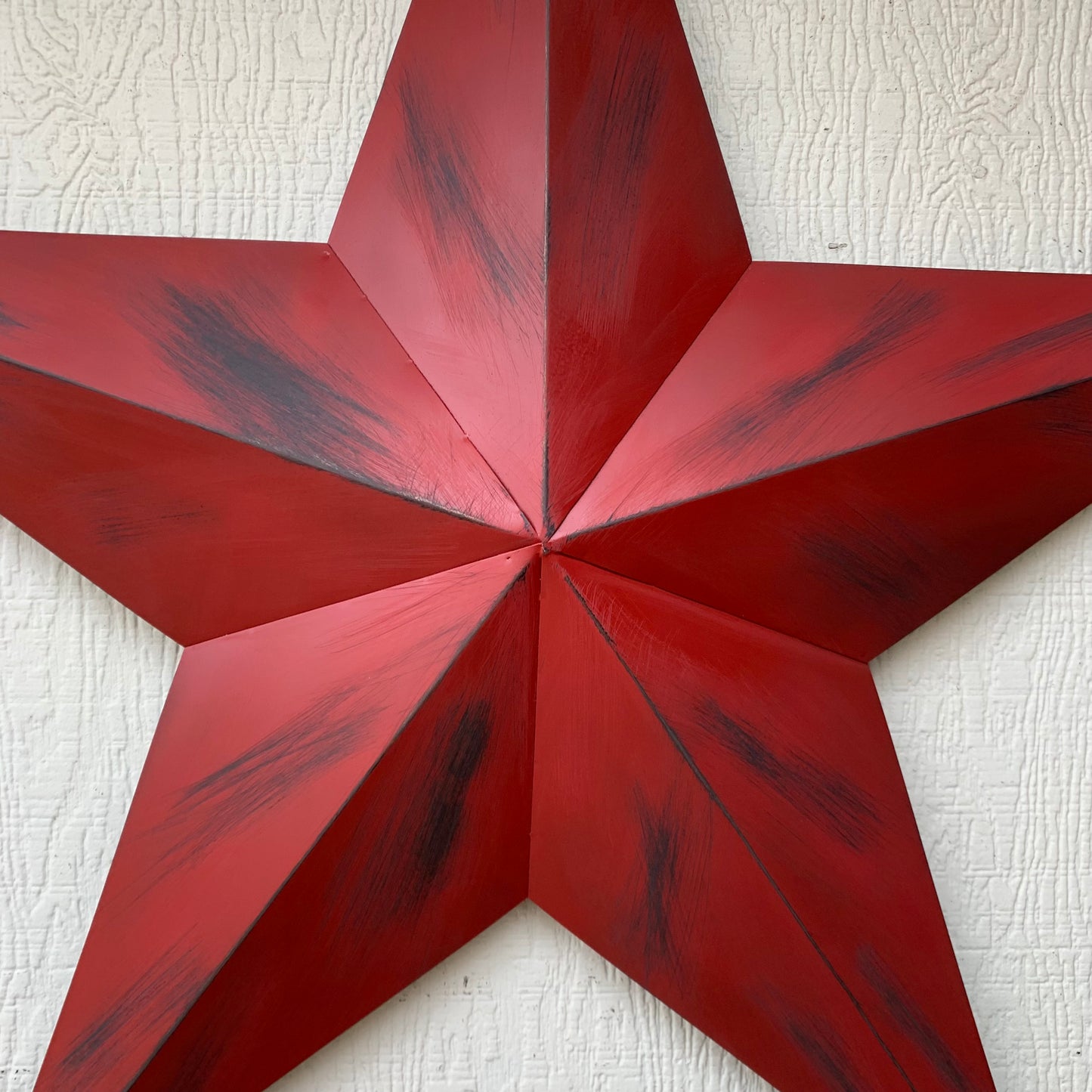RED DISTRESSED STAR TWO TONE TEXTURE BARN STAR METAL LONESTAR TWISTED ROPE RING WESTERN HOME DECOR HANDMADE NEW #EH12958