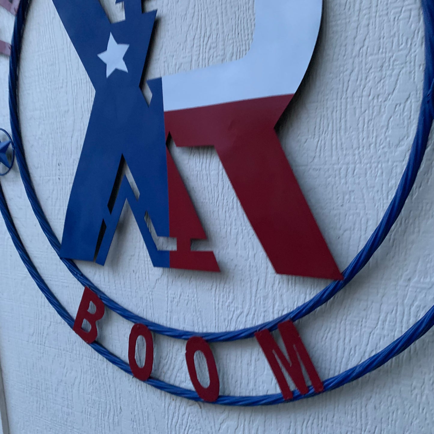 #EH11299 CUSTOM NAME XR ROOFING STYLE SIGN RED,WHITE & BLUE TEXAS FLAG LOGO HANDMADE