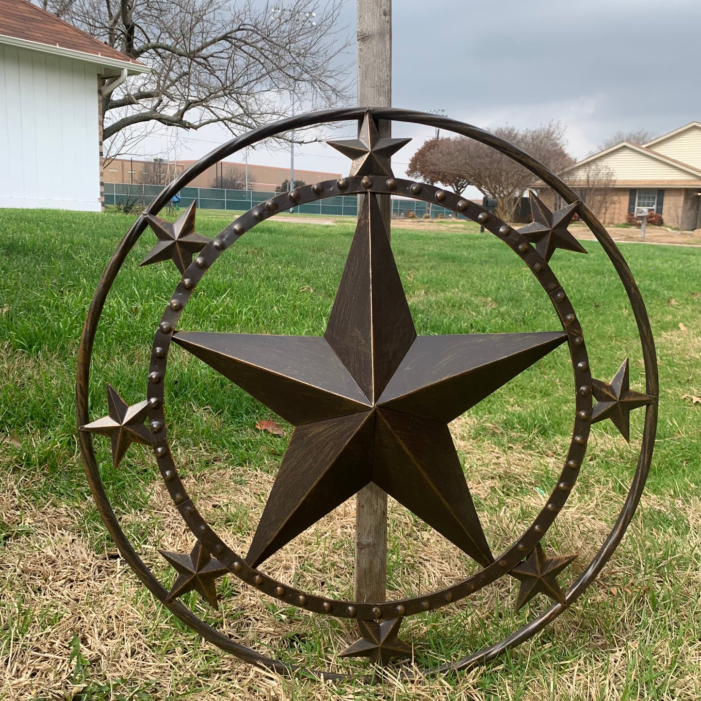 24" MULTI STAR BEADED COLIBROX BARN STAR METAL LONESTAR WESTERN HOME DECOR HANDMADE RUSTIC DARK BRONZE NEW