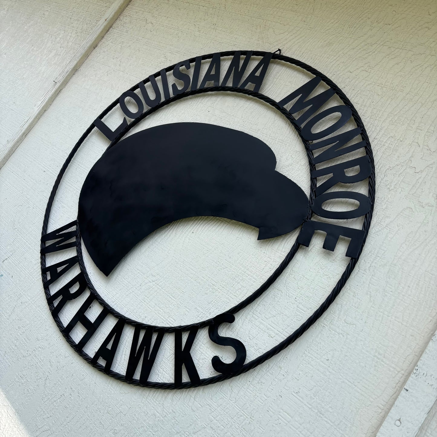 LOUISIANA MONROE WARHAWKS CUSTOM BLACK METAL VINTAGE CRAFT TEAM SIGN HANDMADE 18",24",32"