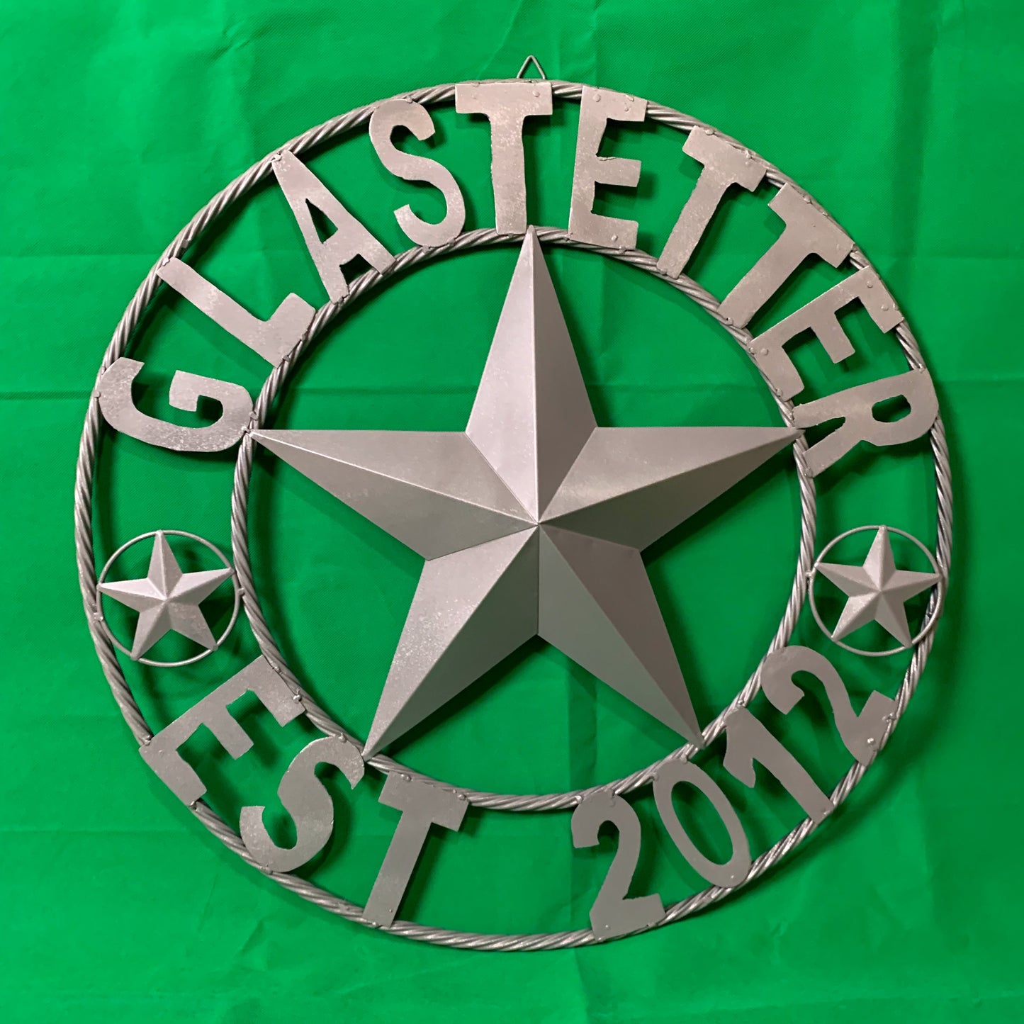 GLASTETTER STYLE YOUR CUSTOM NAME BARN STAR 3d METAL LONE STAR TWISTED ROPE RING WESTERN HOME DECOR RUSTIC GREY HANDMADE 24",32",36",50"
