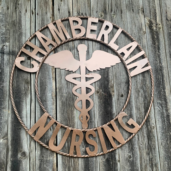 CHAMBERLAIN NURSING STYLE CUSTOM NAME SIGN MEDICAL LOGO HANDMADE