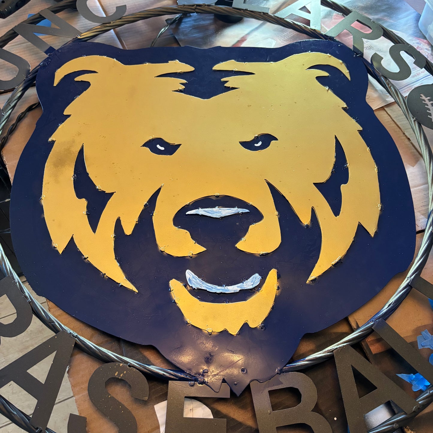 UNC BEARS CUSTOM METAL VINTAGE CRAFT SIGN TEAM BLUE GOLD HANDMADE TO ORDER