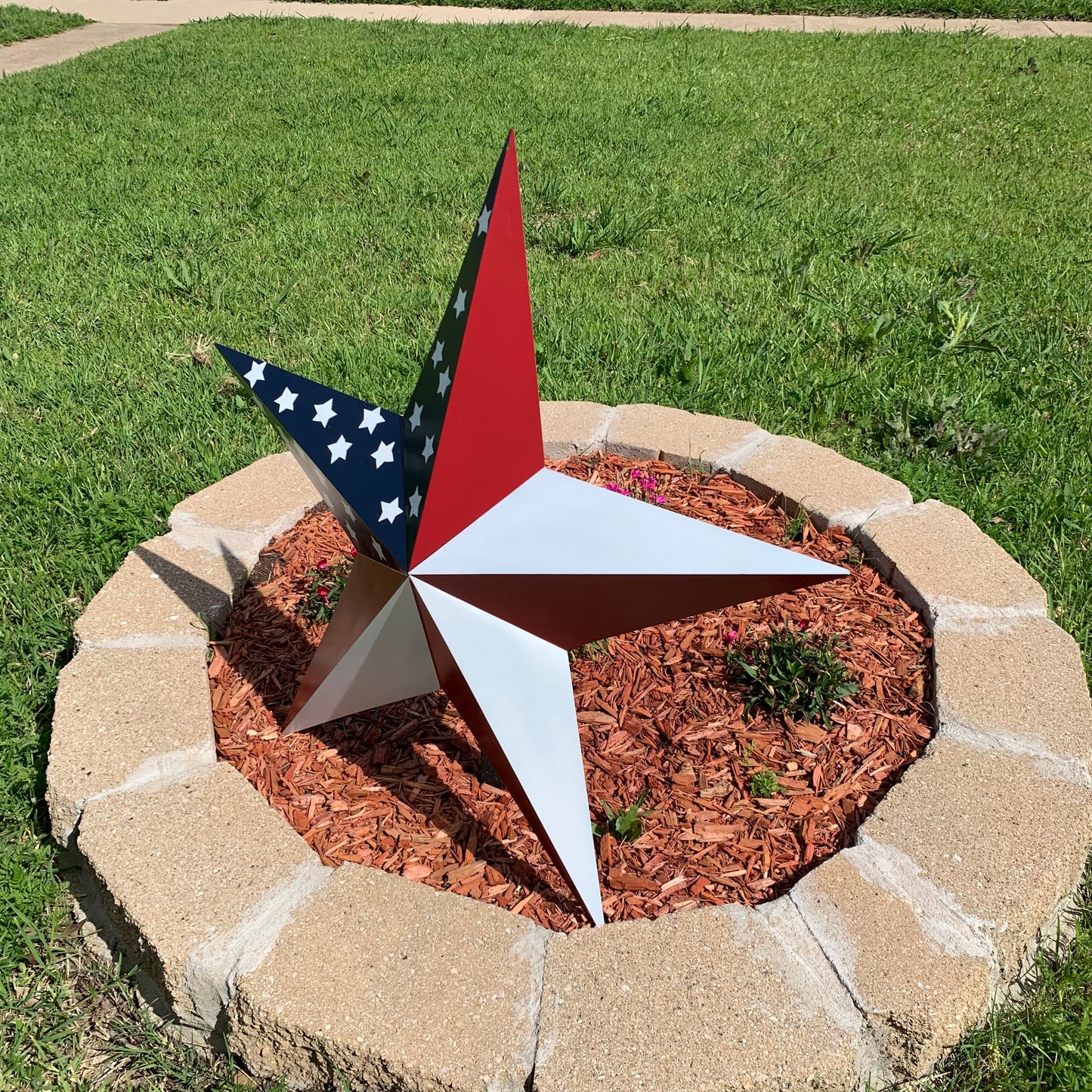 USA FLAG STAR STYLE# 5 RED WHITE & BLUE AMERICANA METAL BARN STAR WALL ART HANDMADE TO ORDER NEW #EH13380