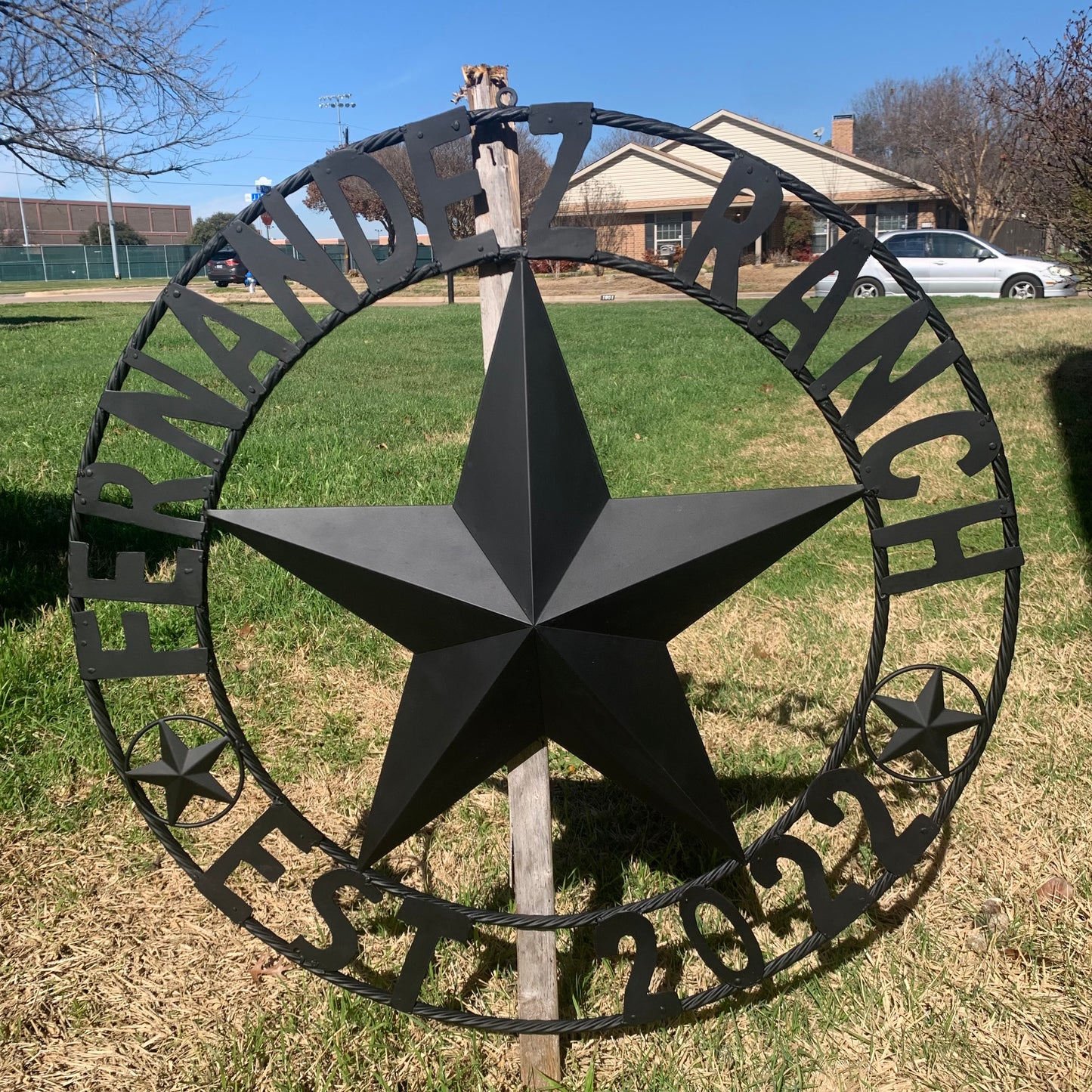 FERNANDEZ RANCH STYLE YOUR CUSTOM NAME STAR BARN STAR METAL LONE STAR WESTERN HOME DECOR RUSTIC BLACK HANDMADE 24",32",36",50"