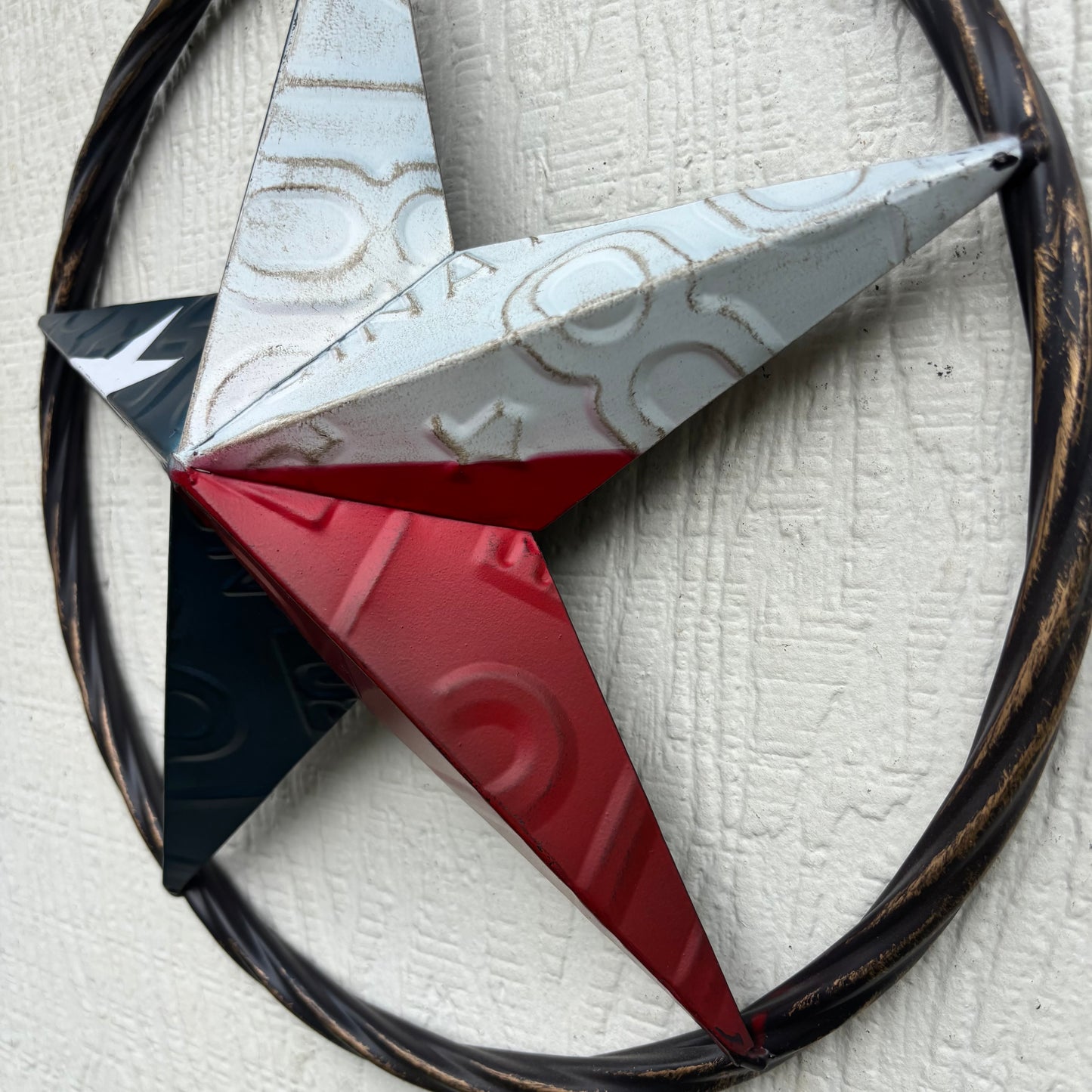 RED WHITE BLUE LICENSE PLATE METAL BARN LONESTAR WESTERN HOME DECOR HANDMADE EH13325