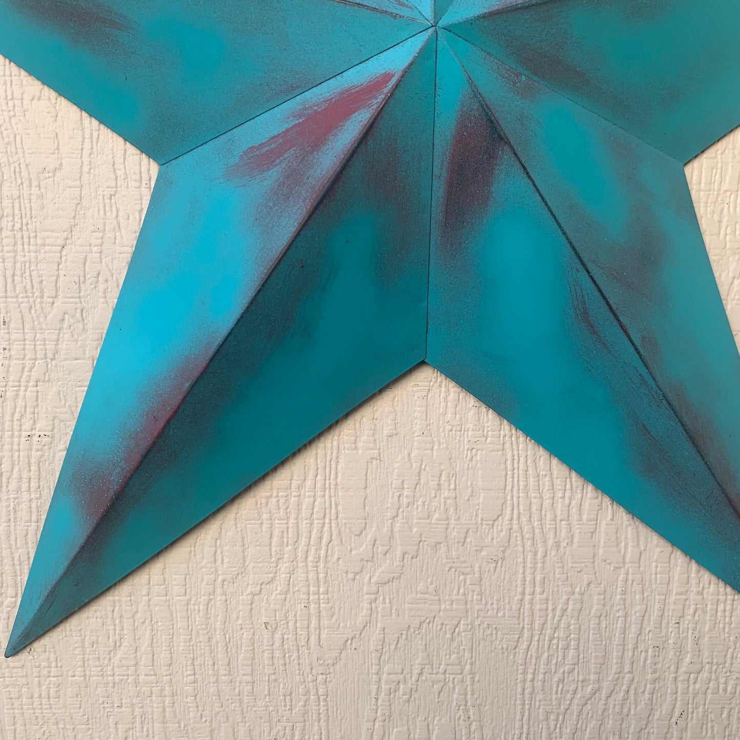 #EH10540 TURQUOISE DISTRESSED TWO TONE BARN STAR METAL ART WESTERN HOME DECOR HANDMADE NEW