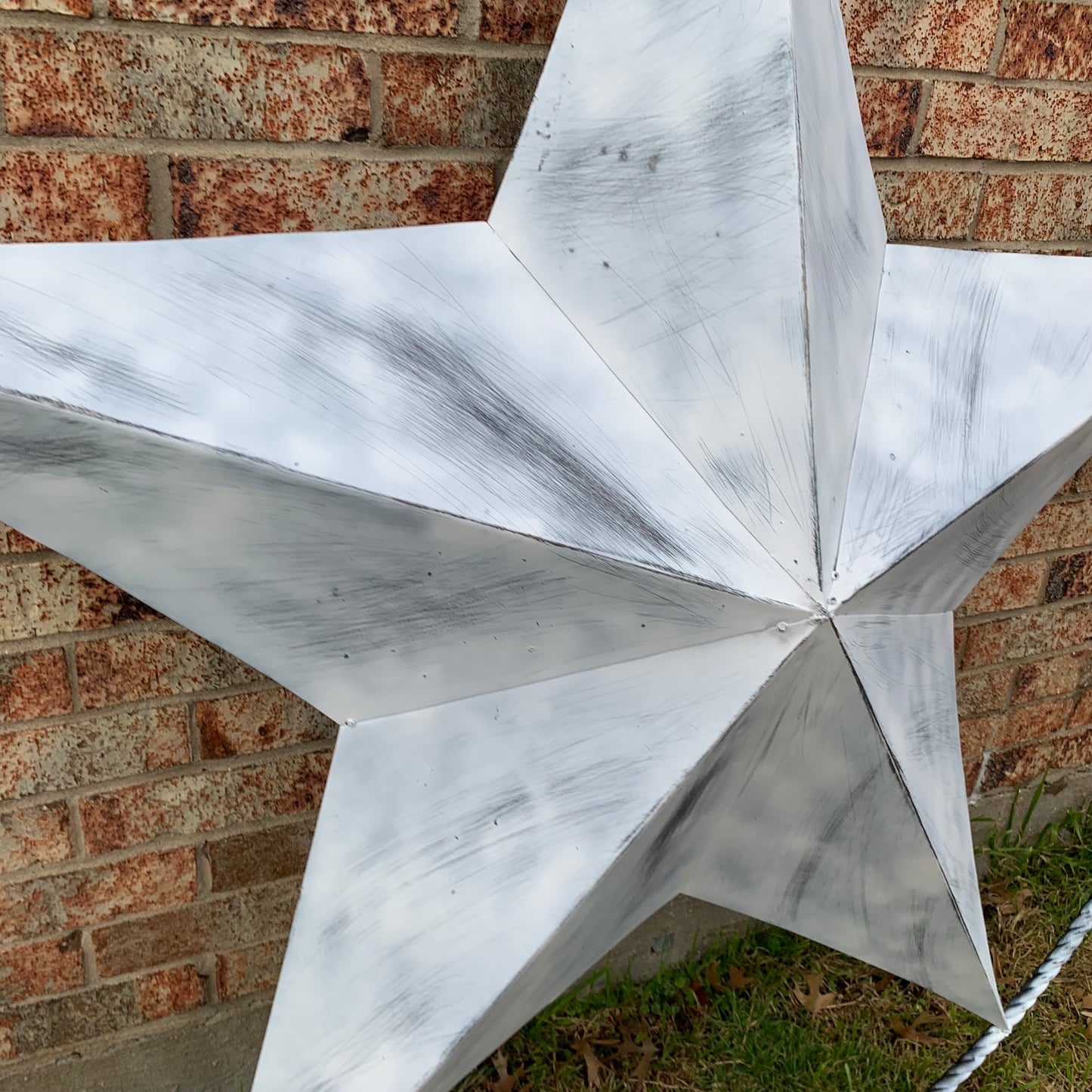 5 FOOT WHITE DISTRESSED STAR TWO TONE TEXTURE BARN STAR METAL LONESTAR TWISTED ROPE RING WESTERN HOME DECOR HANDMADE NEW