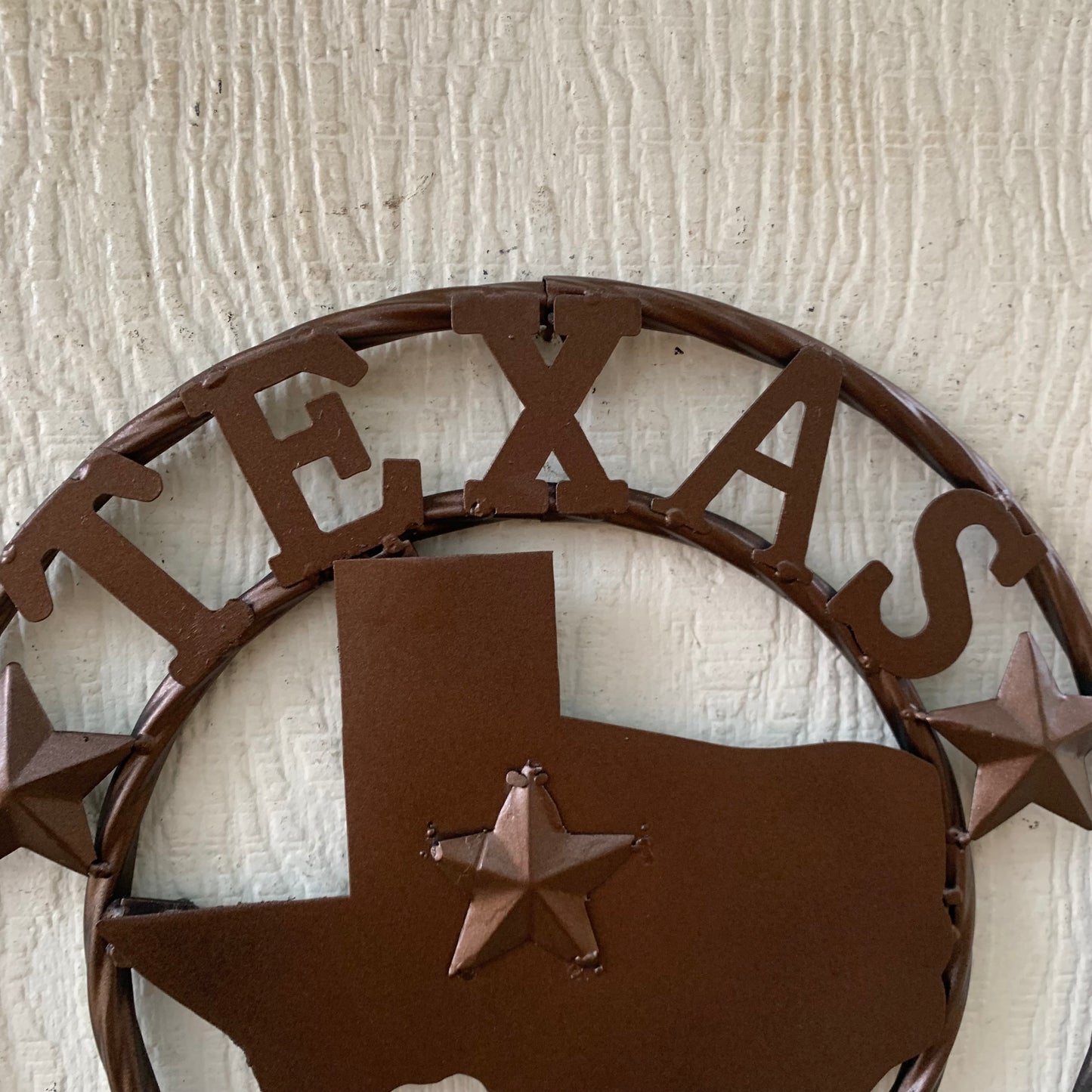 12" STATE OF TEXAS MAP RUSTIC BRONZE TWISTED RING METAL SIGN WESTERN HOME DECOR HANDMADE NEW