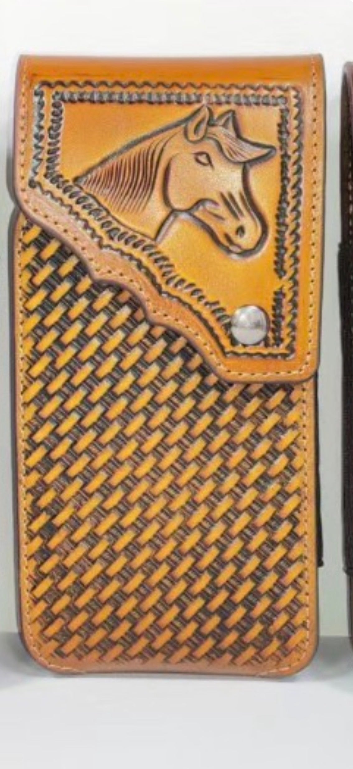 7" HORSE PHONE HOLSTER LEATHER LARGE BELT LOOP CASE UNIVERSAL HANDMADE