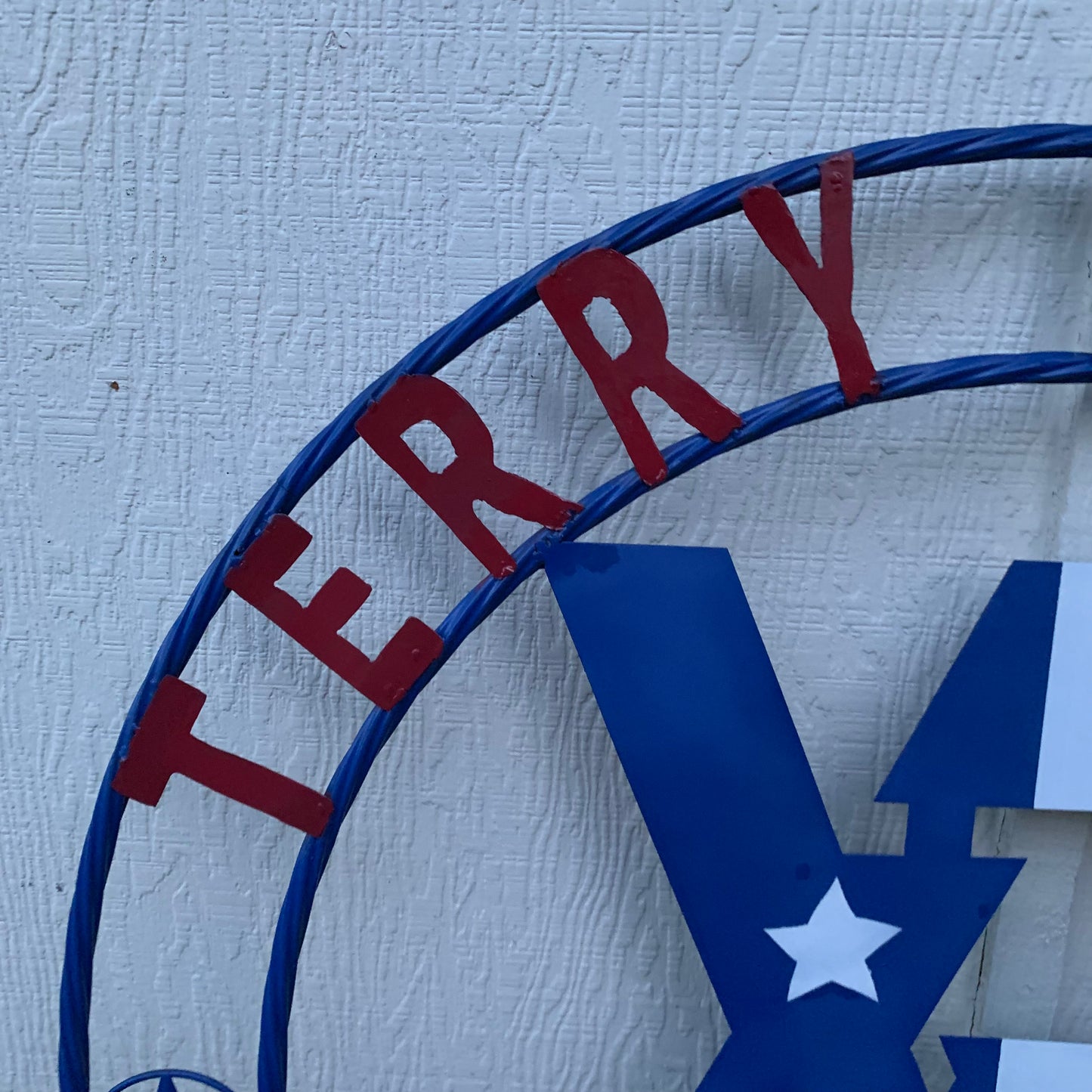 #EH11299 CUSTOM NAME XR ROOFING STYLE SIGN RED,WHITE & BLUE TEXAS FLAG LOGO HANDMADE