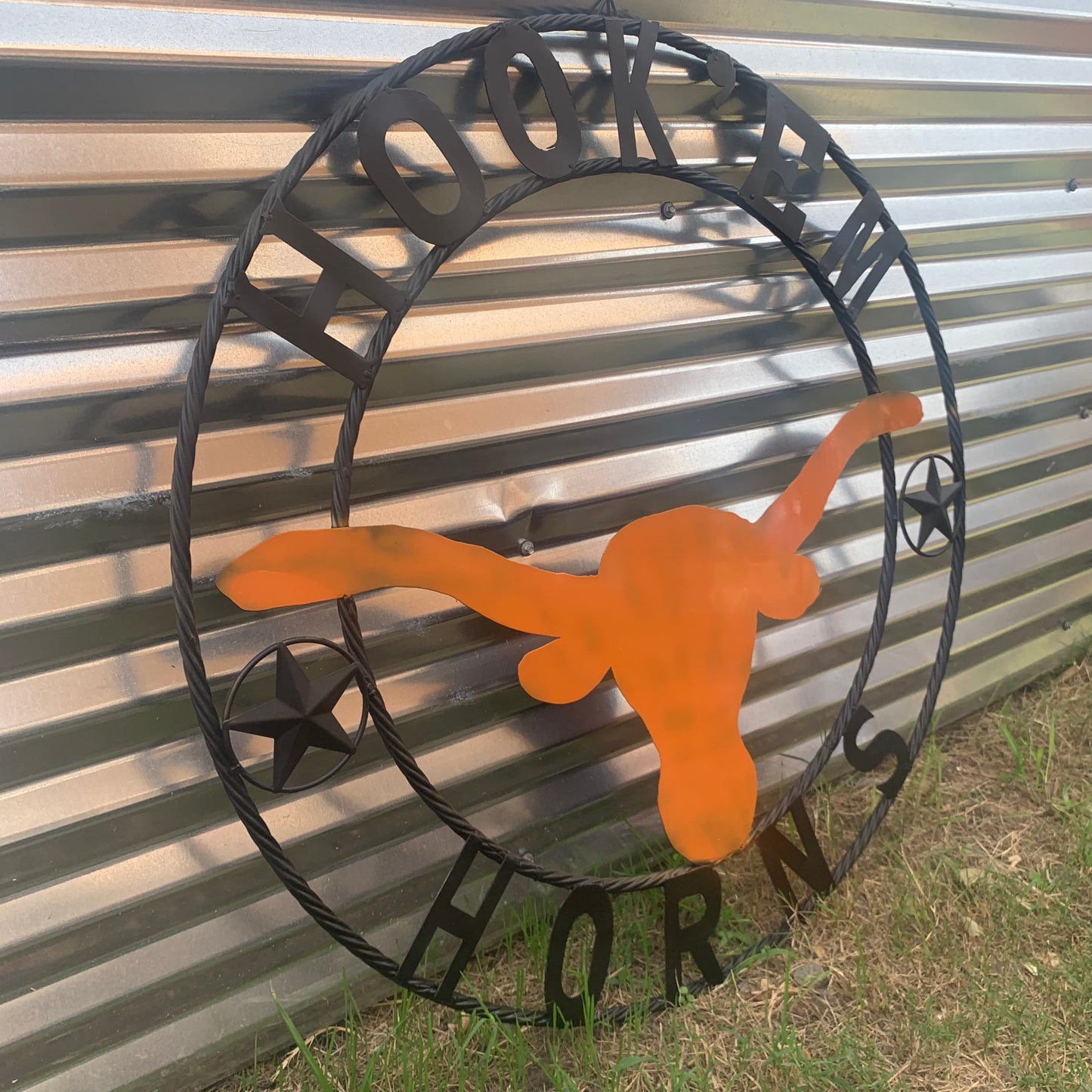 HOOKEM HORNS WITH LONE STAR TEXAS LONGHORNS HOOK EM METAL CUSTOM VINTAGE CRAFT WALL ART TEAM SIGN HANDMADE