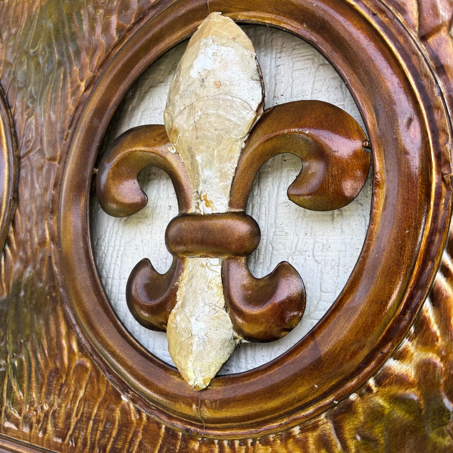 36" FLEUR DE LIS GOLD BROWN RECTANGLE WALL ART WESTERN METAL ART HANDMADE #EH13330