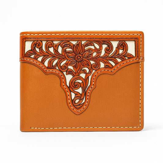 MEN'S WALLET GENUINE LEATHER BIFOLD WESTERN STYLE WALLET NEW