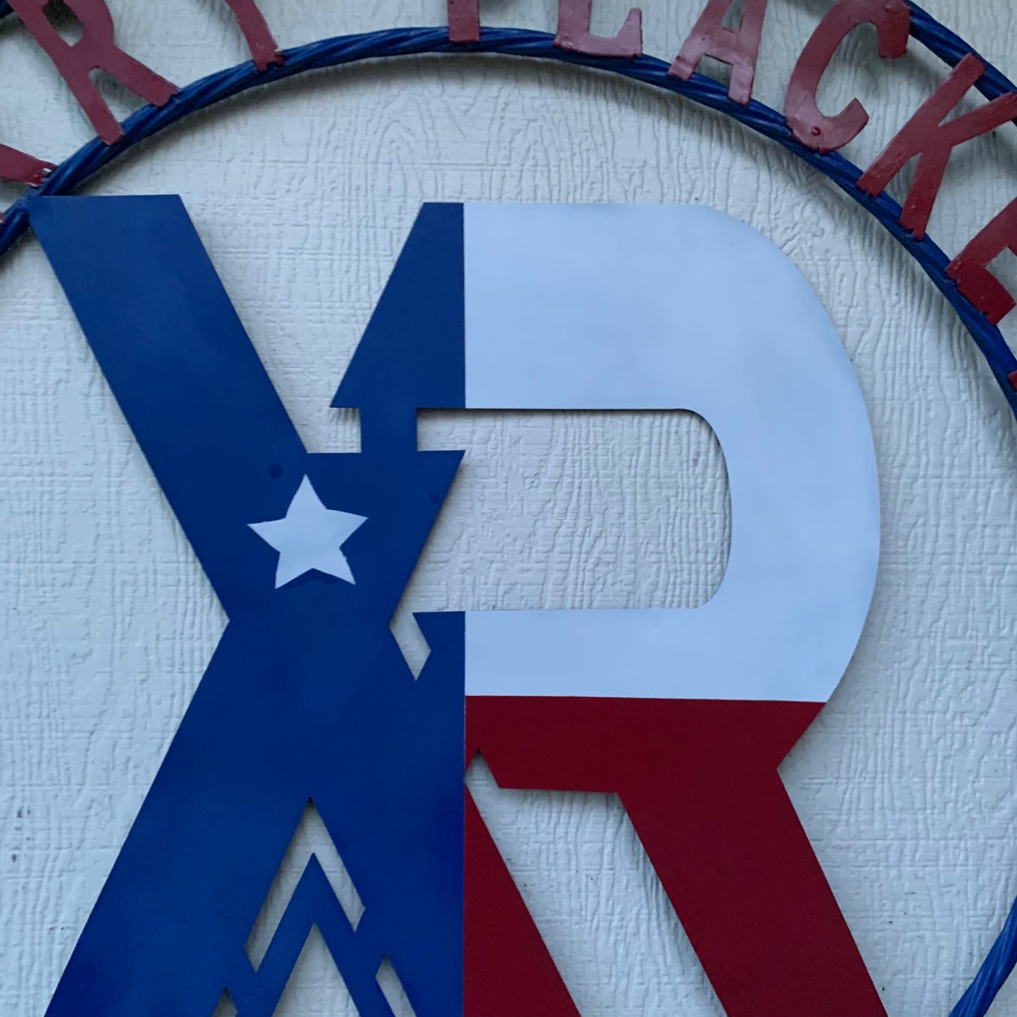#EH11299 CUSTOM NAME XR ROOFING STYLE SIGN RED,WHITE & BLUE TEXAS FLAG LOGO HANDMADE