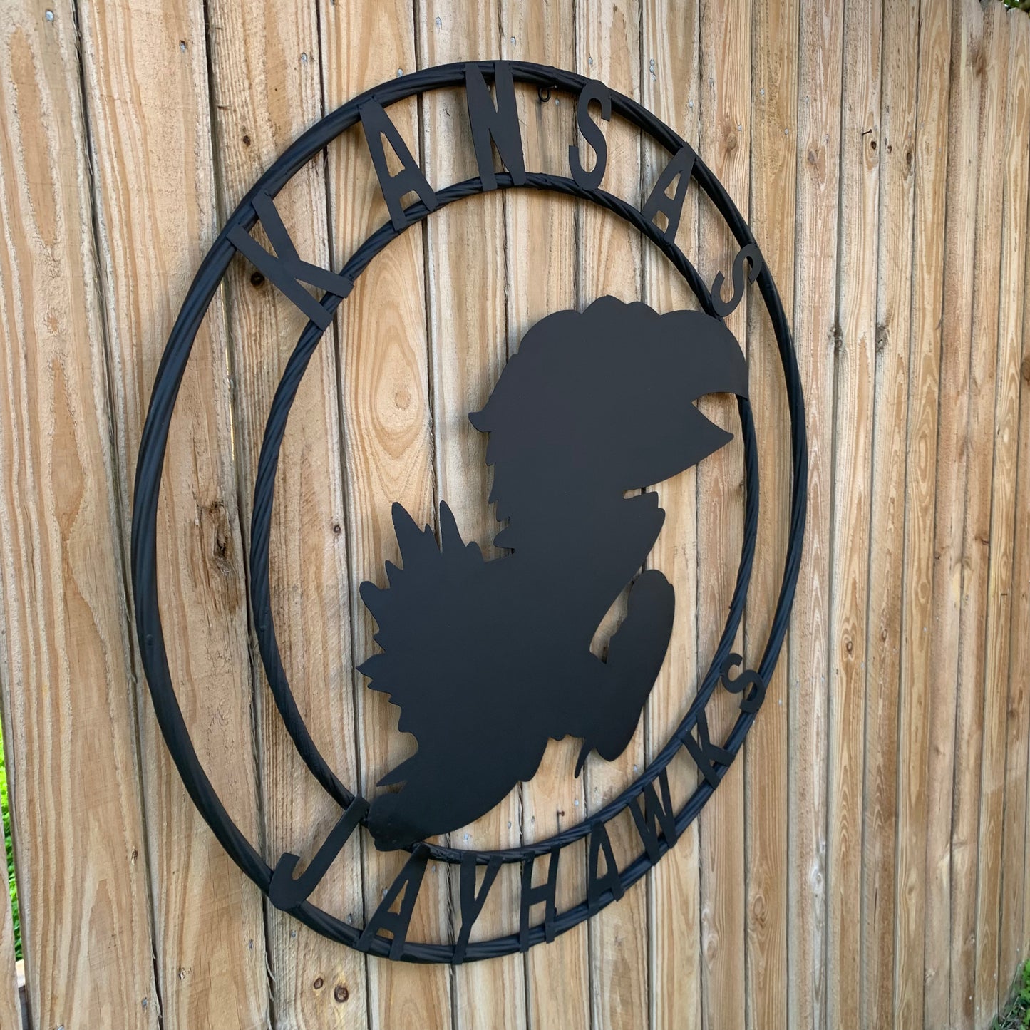 KANSAS JAYHAWKS BLACK CUSTOM METAL VINTAGE CRAFT SIGN WALL ART TEAM SIGN HANDMADE