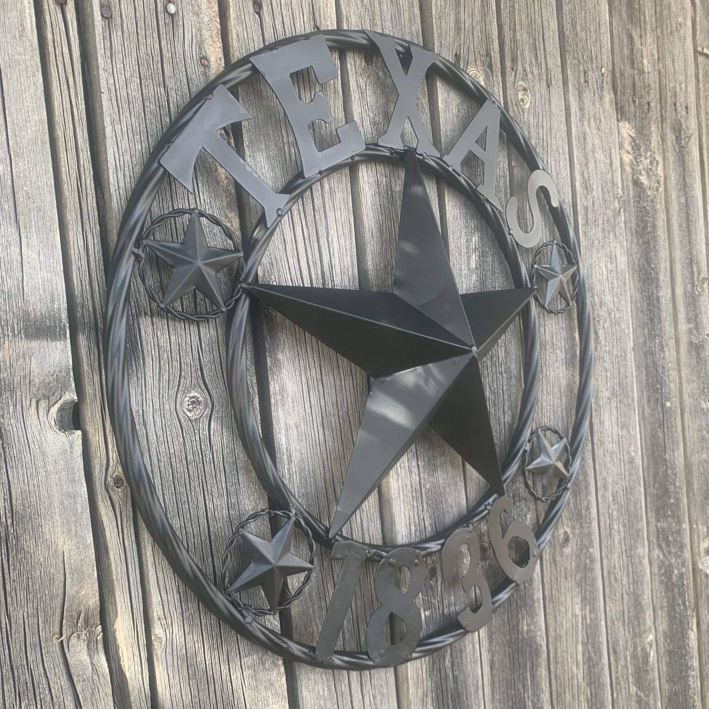TEXAS 1836 BLACK BARN STAR METAL LONESTAR WESTERN HOME DECOR HANDMADE NEW 16",24",36",50"