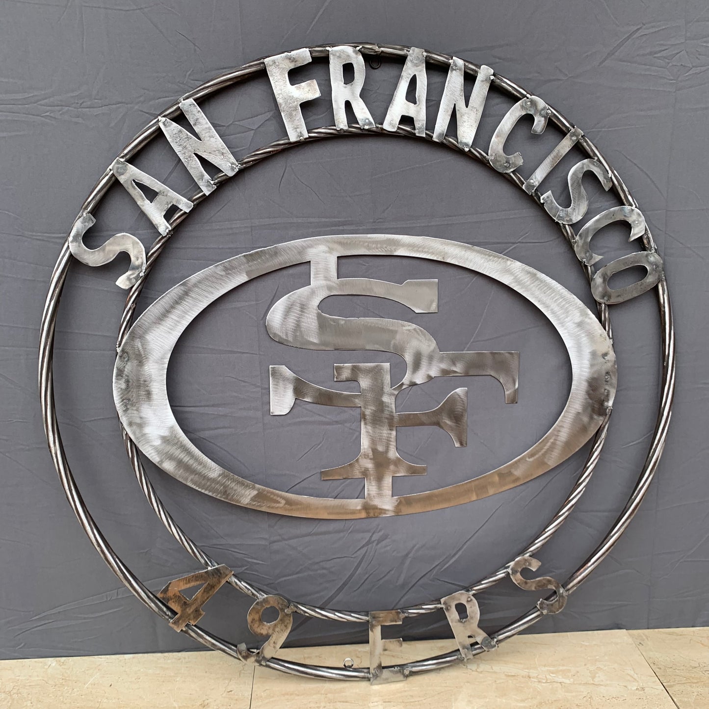 36" SAN FRANCISCO 49ERS CUSTOM RAW METAL VINTAGE CRAFT TEAM SIGN HAND MADE IN USA