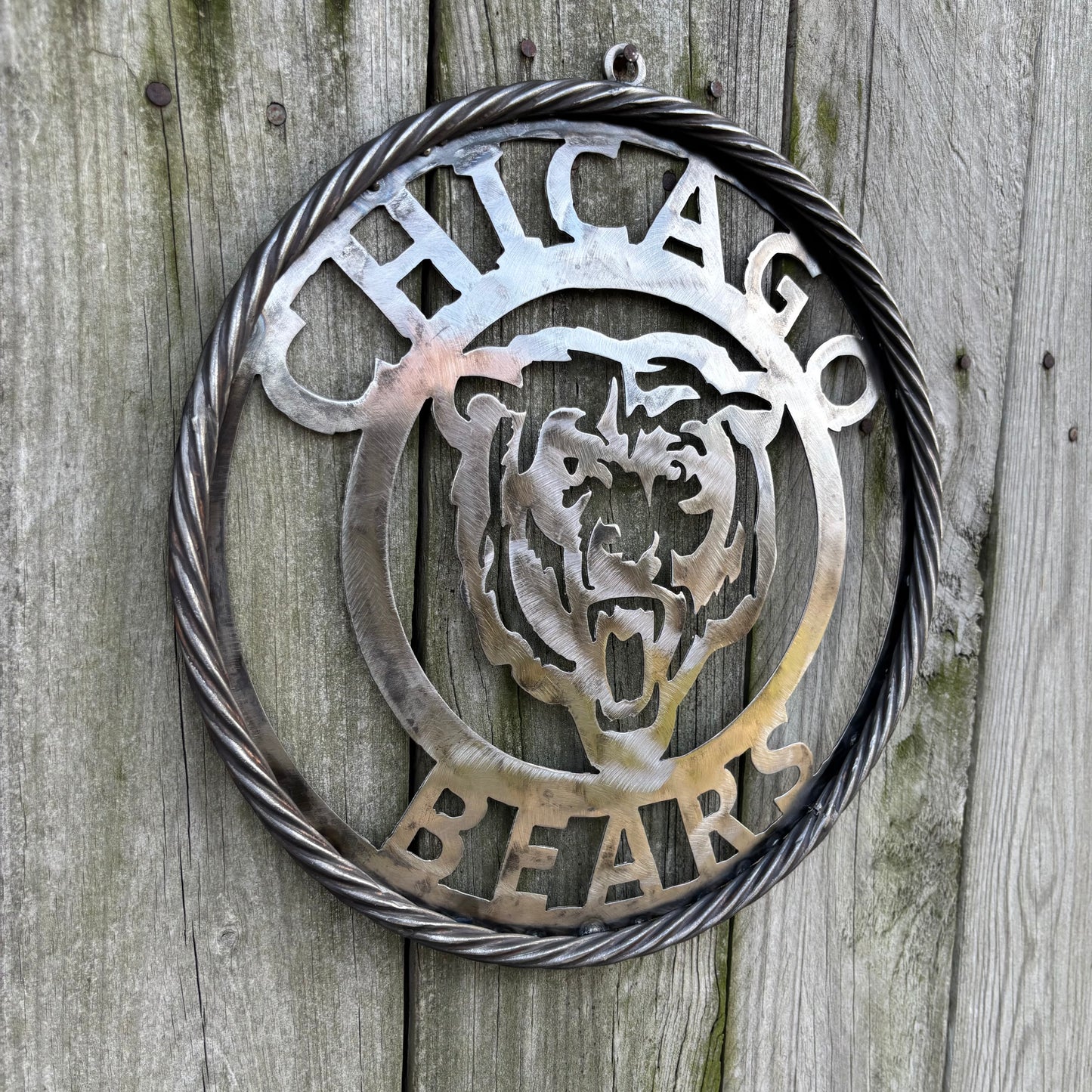 CHICAGO BEARS CUSTOM RAW METAL VINTAGE CRAFT SIGN TEAM HANDMADE STYLE# 3