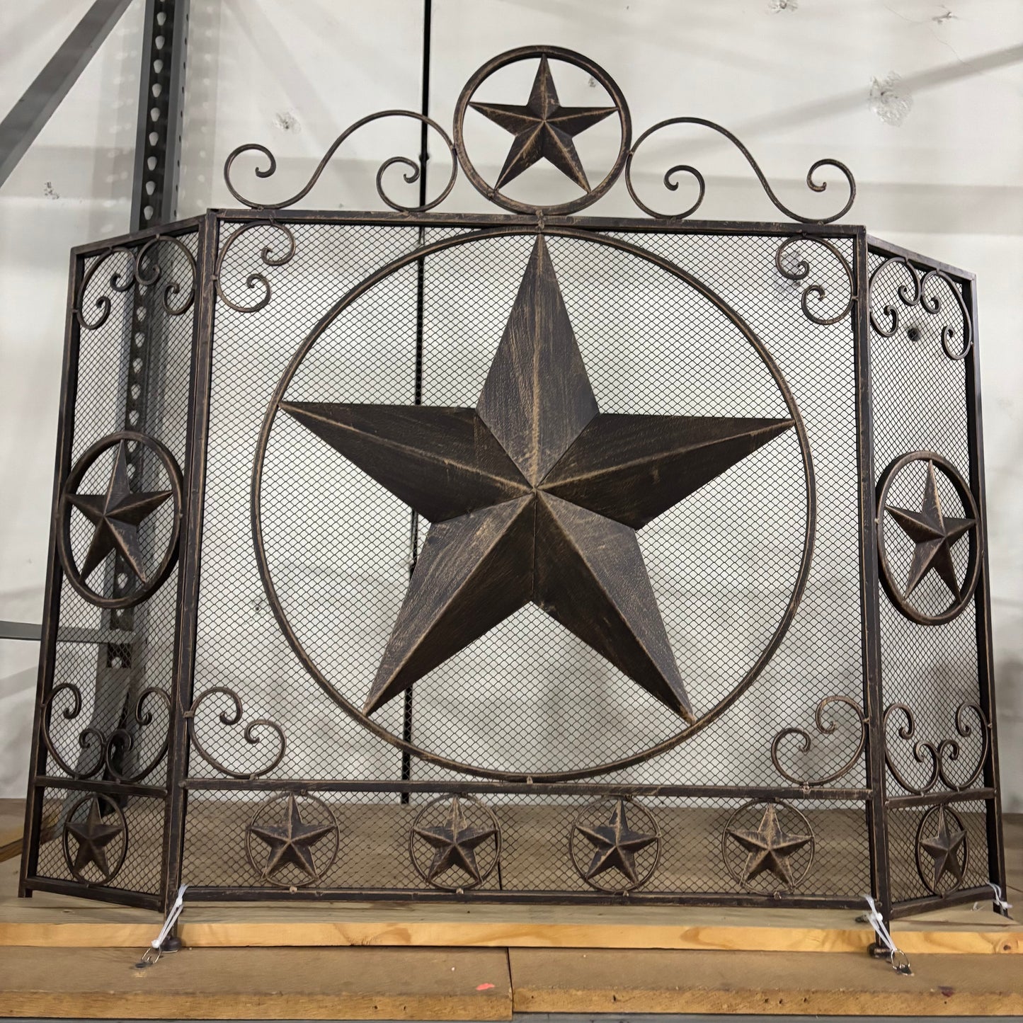 LONESTAR METAL FIREPLACE SCREEN W/ STAR 41.5" X 34.25" WESTERN HOME DECOR HANDMADE #EH80003